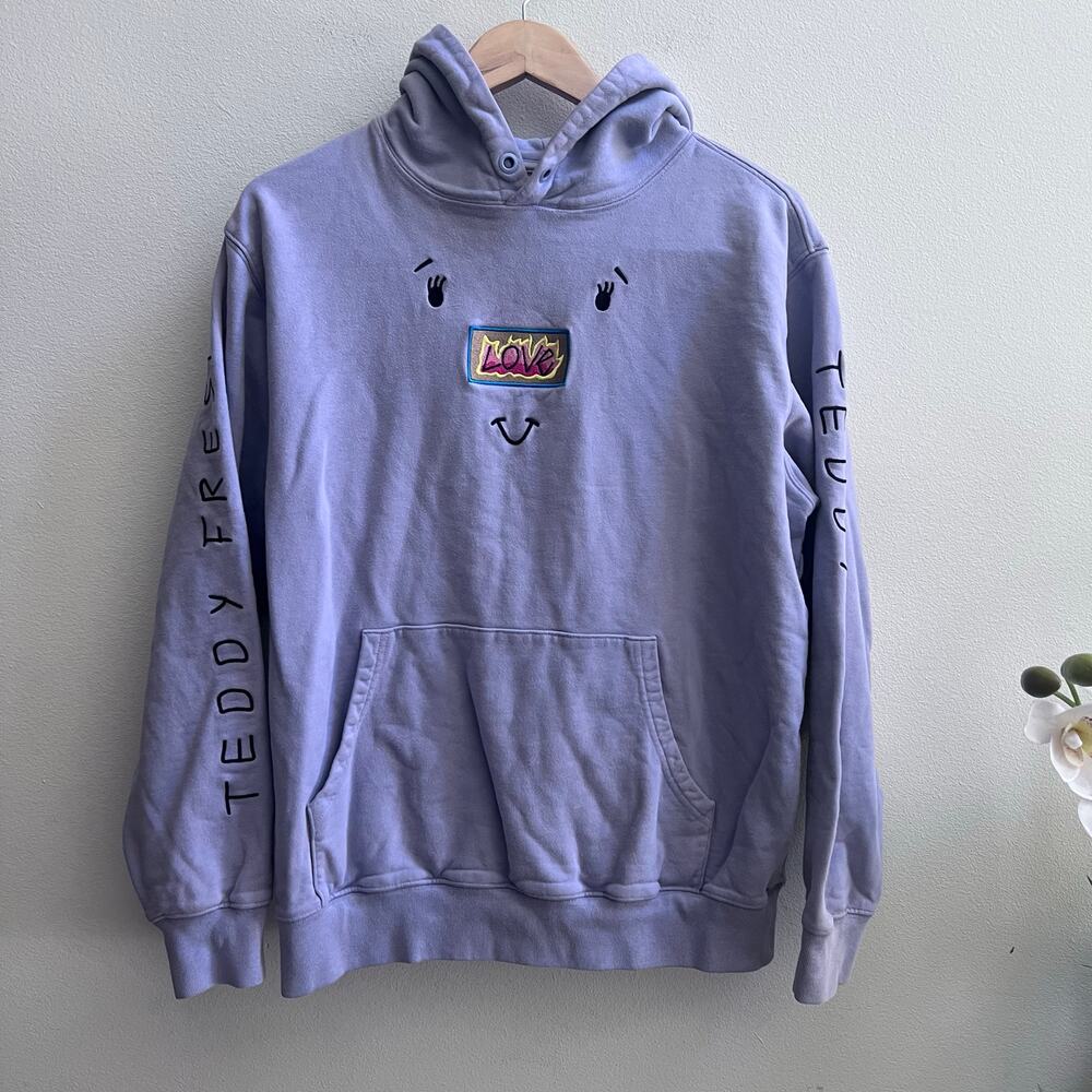 Teddy Fresh Embellish Love Face Hoodie Sweatshirt Embroidered size M Purple‎